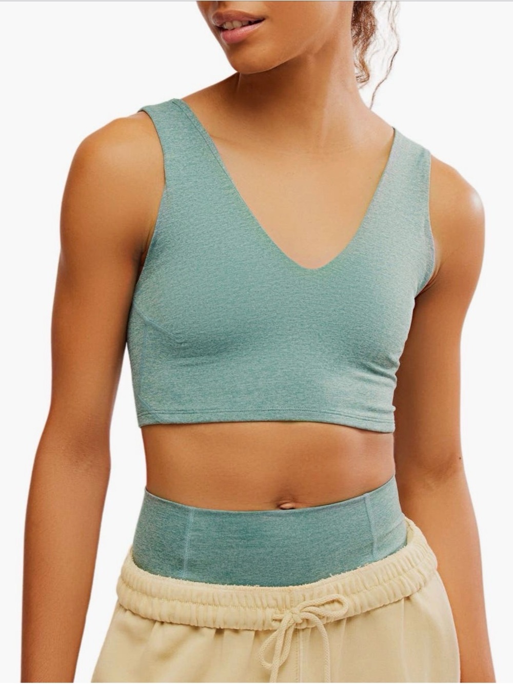 NEW…Free People FP Movement Never Better Heather V-Neck Crop Top